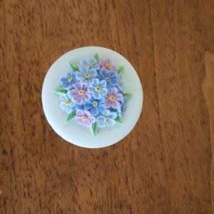 Trinket Box, Vintage, Hand Painted, Lavender Floral